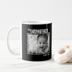 The GodMother   Personalised Photo and Name Black Coffee Mug