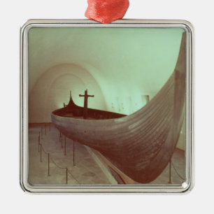 The Gokstad longship (wood) Metal Tree Decoration