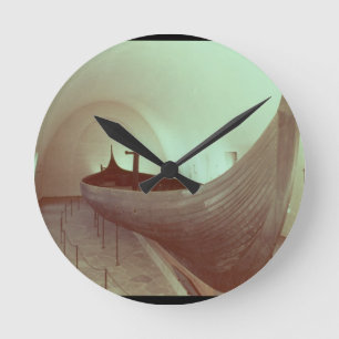 The Gokstad longship (wood) Round Clock