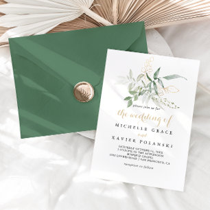 The Gold Green Foliage Wedding of Invitation