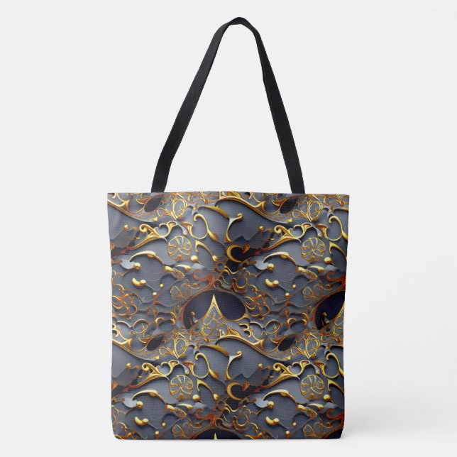 The Golden Black Arabesque Tote Bag (Front)