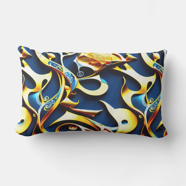 The Golden Blue Arabesque Pillow (Front)