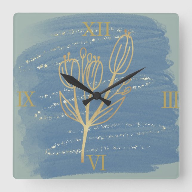The Golden Cactus 10.75" Square Wall Clock (Front)