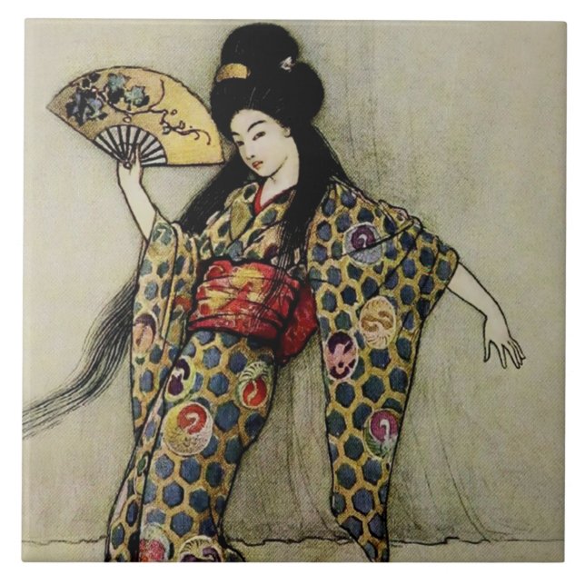 “The Golden Comb” by Warwick Goble Ceramic Tile (Front)