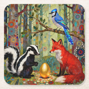 “The Golden Dilemma” Square Paper Coaster