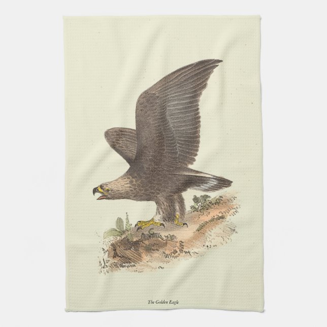 The Golden Eagle	(Aquila chrysaetos) NY Bird Image Tea Towel (Vertical)