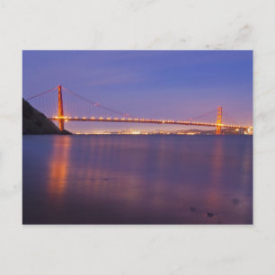 The Golden Gate Bridge at dusk from Kirby Cove Postcard