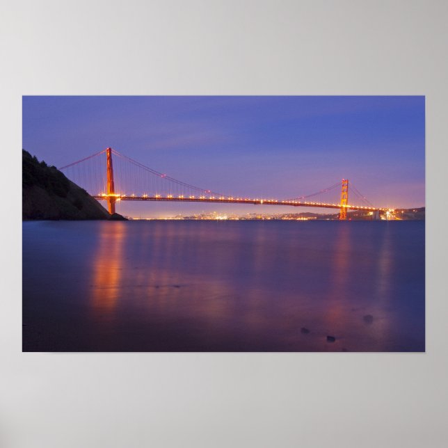 The Golden Gate Bridge at dusk from Kirby Cove Poster (Front)
