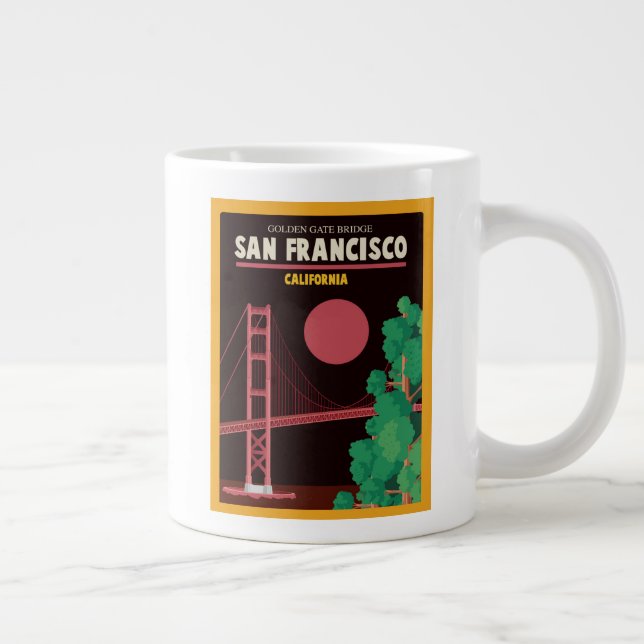 The Golden Gate Bridge at Night Large Coffee Mug (Right)