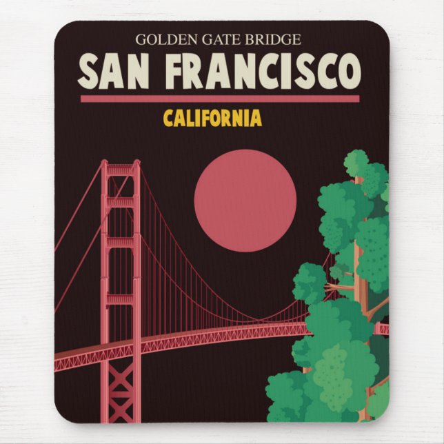 The Golden Gate Bridge at Night Mouse Pad (Front)