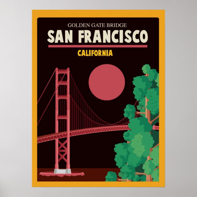 The Golden Gate Bridge at Night Poster (Front)