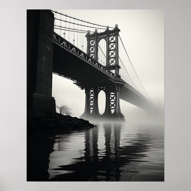 The Golden Gate Bridge in stunning black and white Poster (Front)