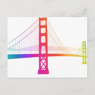 The Golden Gate Bridge Rainbow Style Postcard