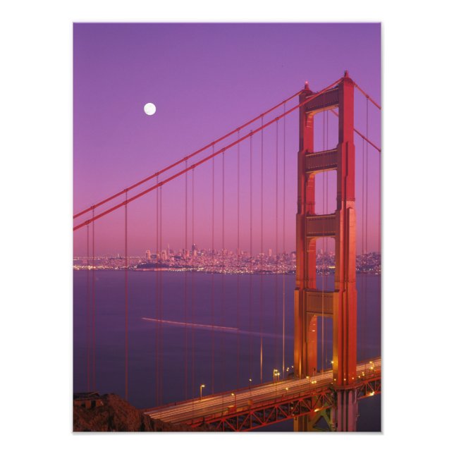 The Golden Gate Bridge shortly after sunset, Photo Print (Front)