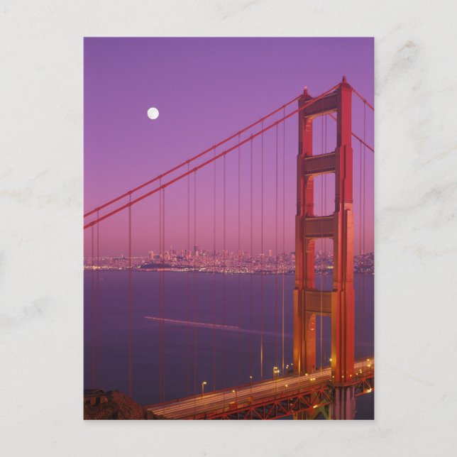The Golden Gate Bridge shortly after sunset, Postcard (Front)