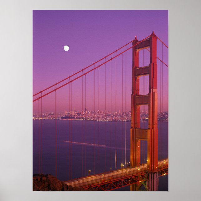 The Golden Gate Bridge shortly after sunset, Poster (Front)