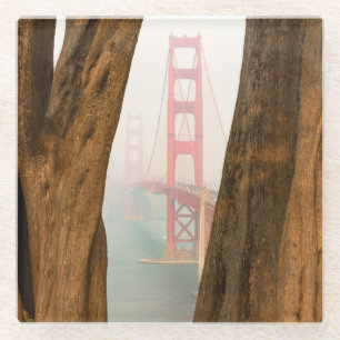 The Golden Gate Bridge Trees from Overlook View Glass Coaster