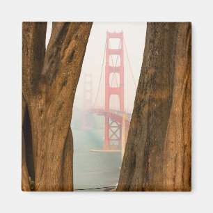 The Golden Gate Bridge   Trees from Overlook View Magnet