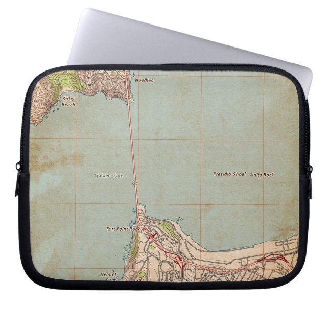 The Golden Gate Topographic Map Laptop Sleeve (Front)