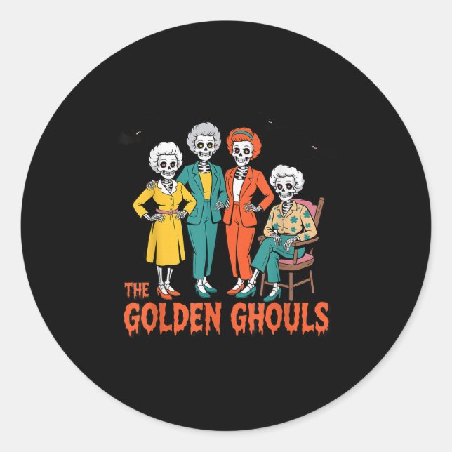 The Golden Ghouls Funny Halloween  Classic Round Sticker (Front)