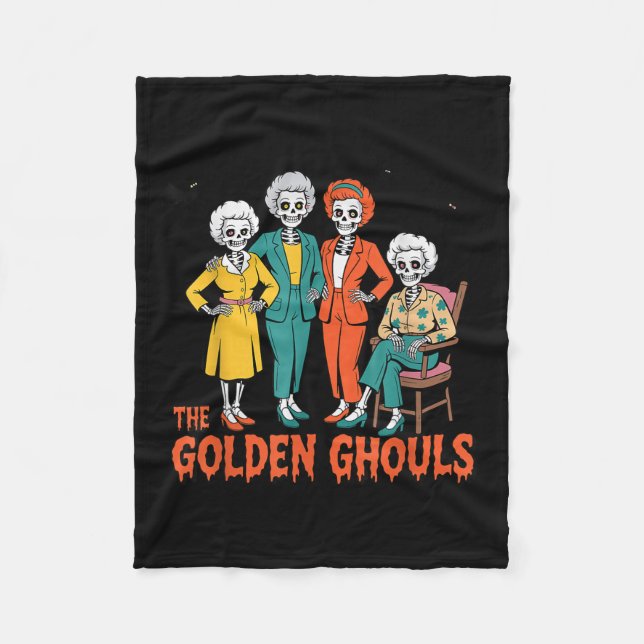The Golden Ghouls Funny Halloween  Fleece Blanket (Front)