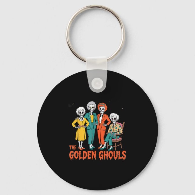 The Golden Ghouls Funny Halloween  Key Ring (Front)
