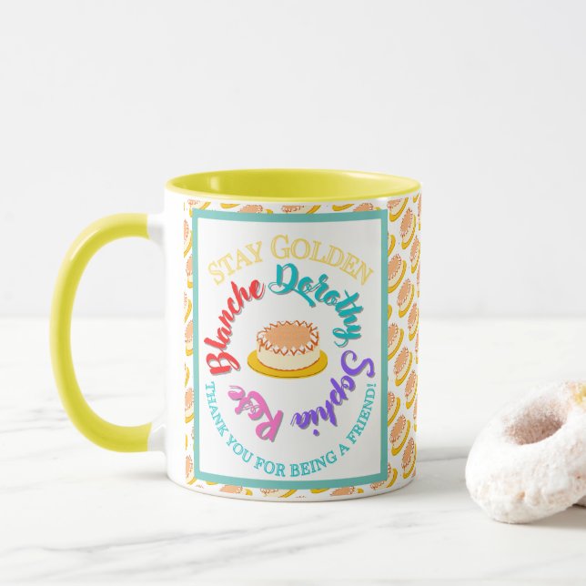 The Golden Girls Stay Golden Typography Cheesecake Mug (With Donut)