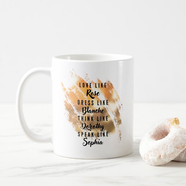 The Golden Girls Typography Gold Foil Coffee Mug (With Donut)
