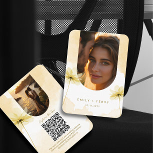The Golden Hour Grace 2 Photo QR Code Wedding RSVP Enclosure Card