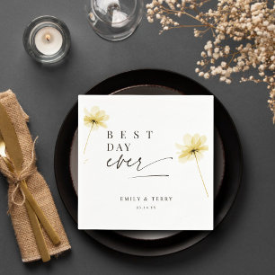 The Golden Hour Grace Floral Best Day Ever Wedding Napkin