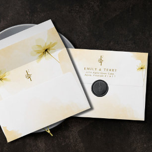 The Golden Hour Grace Floral & Monogram Wedding Envelope