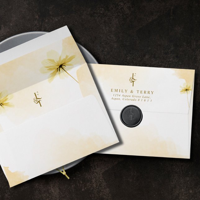 The Golden Hour Grace Floral & Monogram Wedding  Envelope (Creator Uploaded)