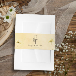 The Golden Hour Grace Floral & Monogram Wedding Invitation Belly Band