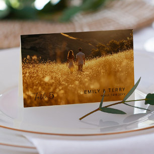 The Golden Hour Grace Photo & Floral Wedding Table Number