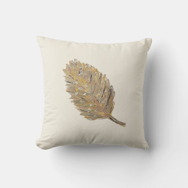 The Golden Leaf Pillow -1 in Cream (Front)