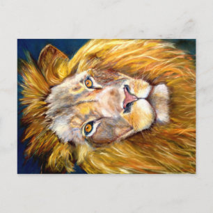 THE GOLDEN LION CHALK PASTEL DRAWING POSTCARD