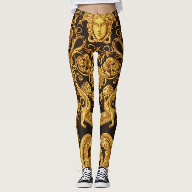 the Golden Medusa Gorgon with Arabesques Leggings (Front)