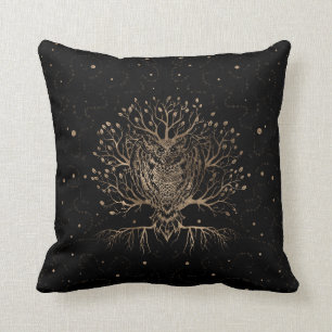 The Golden Owl Tree Cushion