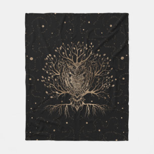 The Golden Owl Tree Fleece Blanket