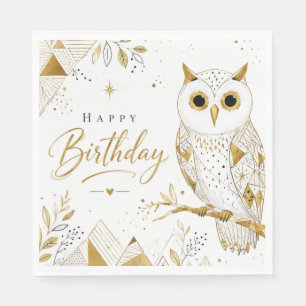The Golden Owl's Wise Wishes Napkin
