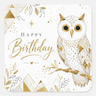 The Golden Owl's Wise Wishes Square Sticker