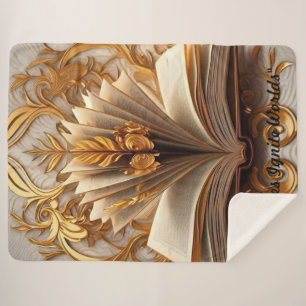 "The Golden Quill" Sherpa Blanket