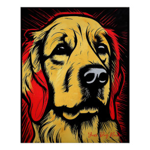 The Golden Retriever Dog, Red and Black 004 - Ulis Poster