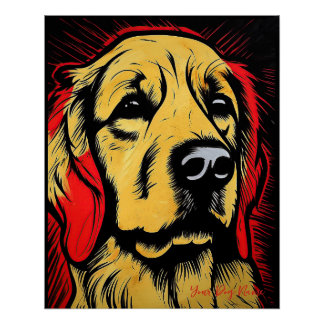 The Golden Retriever Dog, Red and Black 004 - Ulis Poster