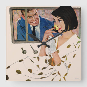 The Golden Rose Square Wall Clock