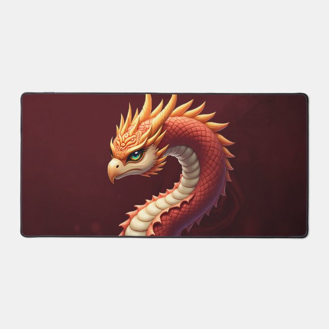 The golden serpent dragon.  desk mat (Front)