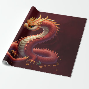 The golden serpent dragon. wrapping paper
