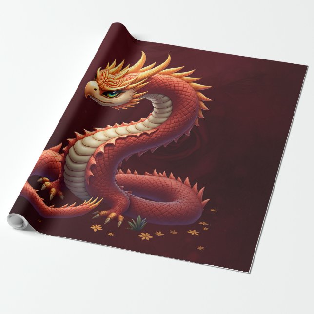 The golden serpent dragon. wrapping paper (Unrolled)