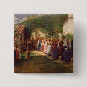 The Golden Wedding (oil on canvas) 15 Cm Square Badge