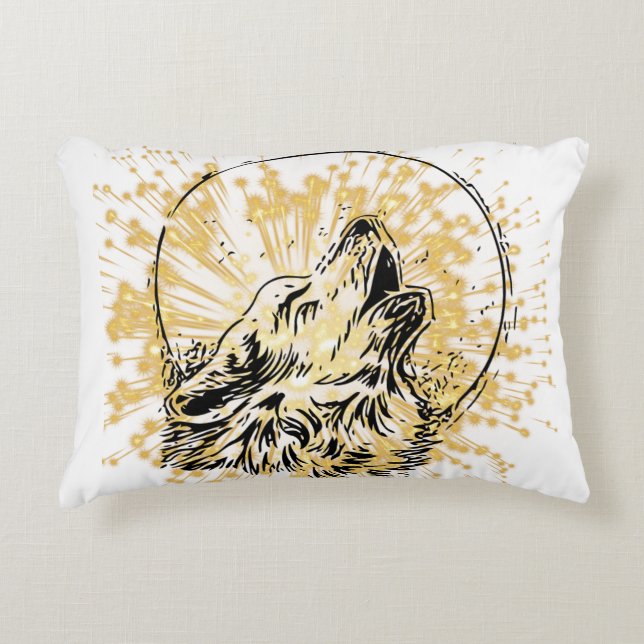 The Golden Wolf Decorative Cushion (Front)